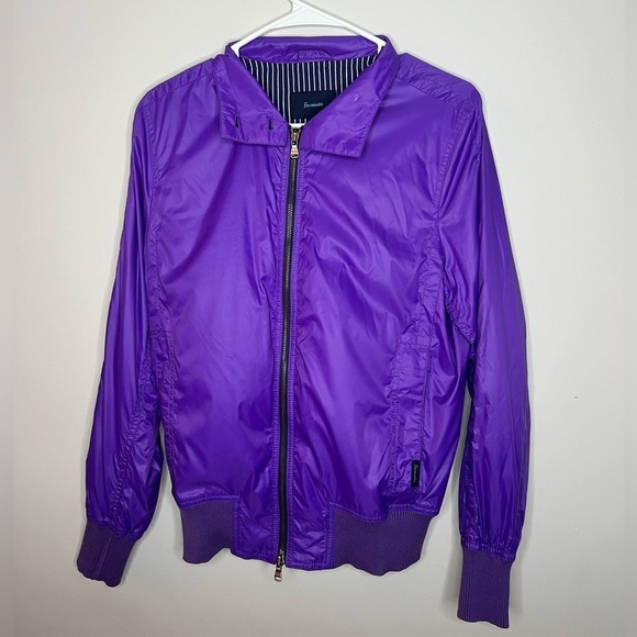 FACONNABLE Women's Size Medium Purple Jacket Lined Pattern Zip Up Button - Picture 13 of 14